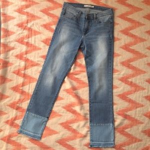 Flying Monkey • Blue Straight Leg Raw Hem Jeans 28